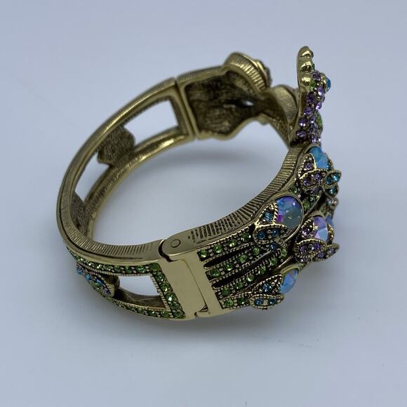 Heidi DAUS Sparkling Showoff PEACOCK BRACELET Clamper Bangle Crystal in Box - Picture 7 of 13